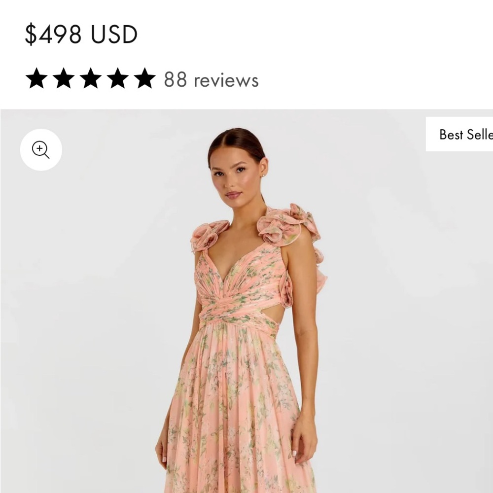 Mac Duggal Pink Floral Backless Dress